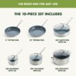 GreenPan Treviso 10 Piece Cookware Set, Non-Toxic PFAS-Free Stainless Steel Ceramic Nonstick Coating, Induction Suitable