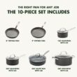 GreenPan Chatham Hard Anodized Healthy Ceramic Nonstick 10 Piece Cookware Pots and Pans Set, Frying Pan Skillets, Gray