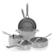 Ninja CW39010GY NeverStick Ceramic Pro,Non-Stick Pots & Pans Set with Glass Lids, PTFE Free, Ceramic Coated, Stainless Steel, Gray