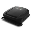 George Foreman 4-Serving Removable Plate Electric Grill and Panini Press, George Tough Non-Stick Coating, Black