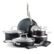 GreenPan Swift Healthy Ceramic Nonstick, 12 Piece Cookware Pots and Pans Set, Black