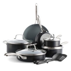 GreenPan Swift Healthy Ceramic Nonstick, 12 Piece Cookware Pots and Pans Set, Black