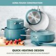 GreenPan Nova Healthy Ceramic Nonstick 10-Piece Cookware Pots and Pans Set, PFAS & PFOA-Free, Deep Teal