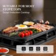 SENSARTE Nonstick Griddle Grill Pan, Pro-Grid Reversible Grill & Griddle Pan, Two Burner Cast Aluminum Griddle, 19.5" x 10.7"