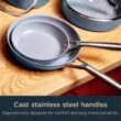 Ninja CW39010MM NeverStick Ceramic Pro 10-Piece Cookware Set, Non-Stick Pots & Pans Set with Glass Lids, Blue