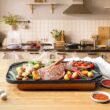 SENSARTE Nonstick Griddle Grill Pan, Pro-Grid Reversible Grill & Griddle Pan, Two Burner Cast Aluminum Griddle, 19.5" x 10.7"