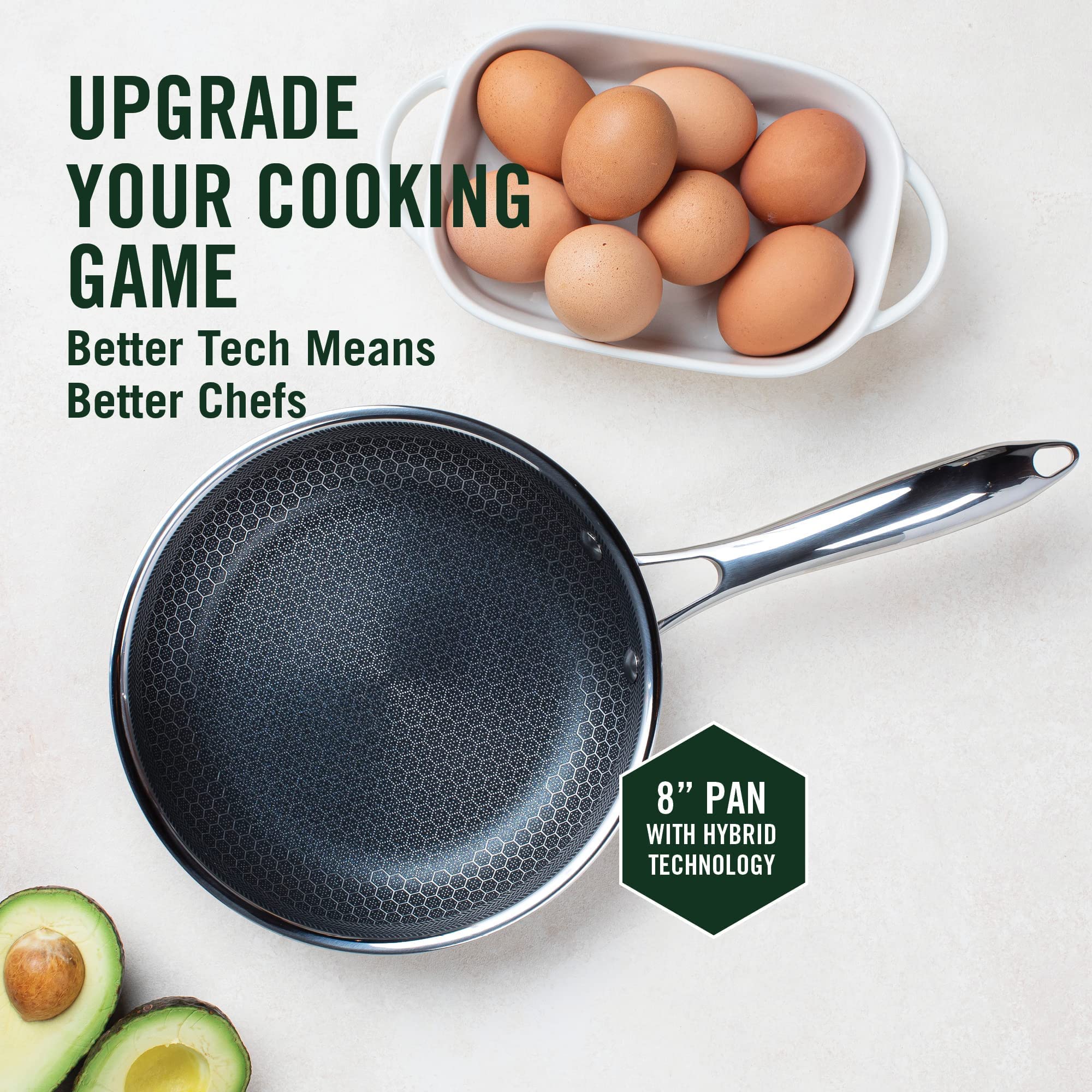 HexClad Hybrid Nonstick Frying Pan, 8-Inch, Stay-Cook Handle, Dishwasher and Oven Safe, Induction-Ready, Compatible with All Cooktops HexClad Hybrid Nonstick Frying Pan, 8-Inch, Stay-Cook Handle, Dishwasher and Oven Safe, Induction-Ready, Compatible with All Cooktops - Image 2