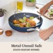 Calphalon Premier Ceramic Nonstick 12" Frying Pan with Lid, Midnight Blue