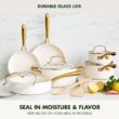 GreenPan Swift 12 Piece Cookware Pot and Pans Set, PFAS & PFOA-Free Healthy Ceramic Nonstick, Gold Stainless Steel Handle, Cream
