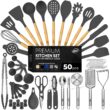 Kaluns 50 PCS Silicone Kitchen Utensils Set Complete Kitchen Set, Gray