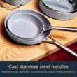Ninja CW39010GY NeverStick Ceramic Pro, Non-Stick Pots & Pans Set with Glass Lids, PTFE Free, Ceramic Coated, Stainless Steel, Gray