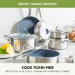 GreenPan Treviso 10 Piece Cookware Set, Non-Toxic PFAS-Free Stainless Steel Ceramic Nonstick Coating, Induction Suitable