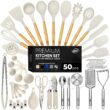 Kaluns 50 PCS Silicone Kitchen Utensils Set Complete Kitchen Set, Khaki