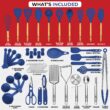 Kaluns 50 PCS Silicone Kitchen Utensils Set Complete Kitchen Set, Blue