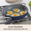 Calphalon Premier Ceramic Nonstick 12" Frying Pan with Lid, Midnight Blue