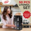 Kaluns 50 PCS Silicone Kitchen Utensils Set Complete Kitchen Set, Khaki