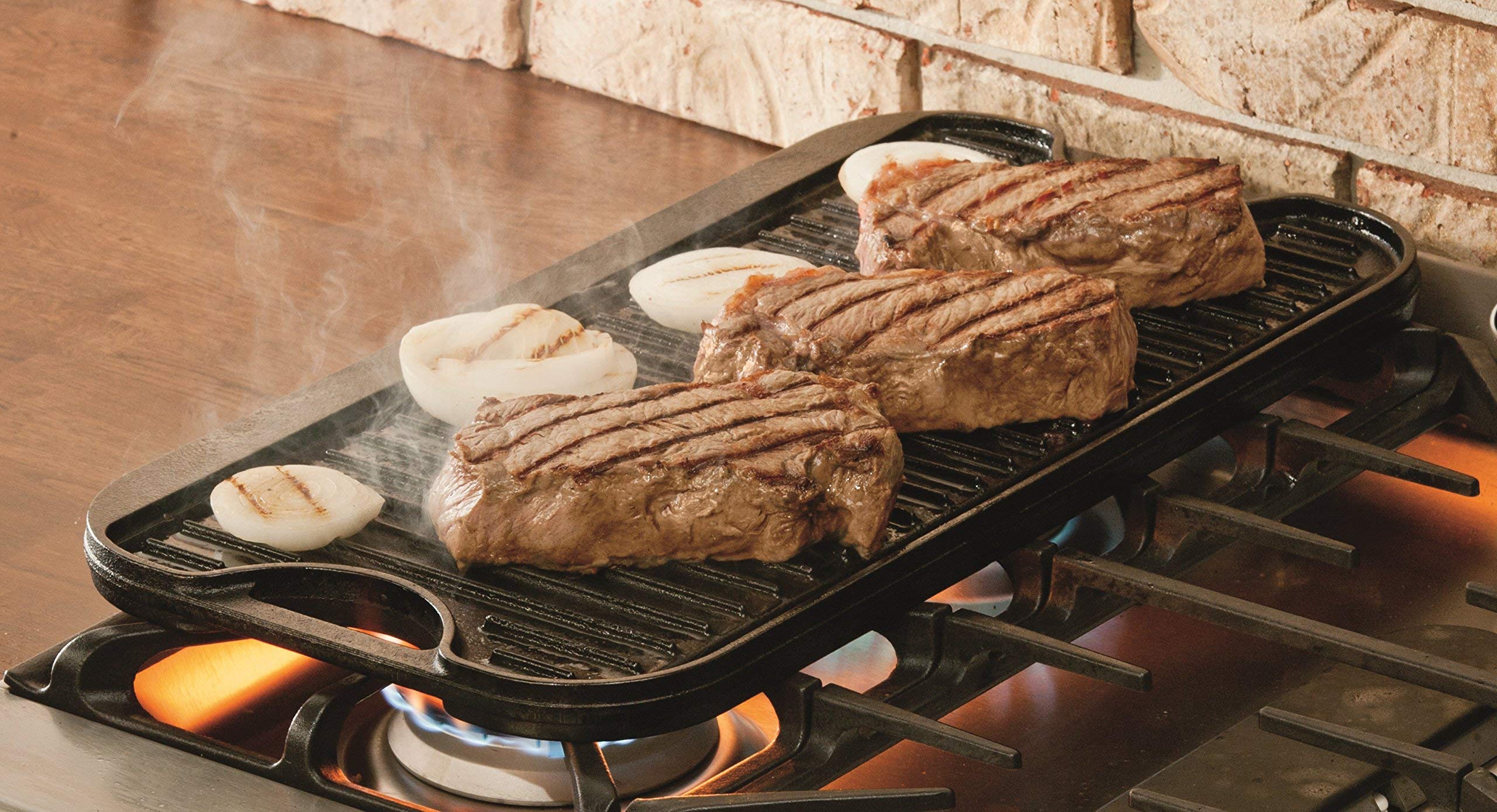 Lodge LPGI3 Cast Iron Reversible Grill/Griddle, 20-inch x 10.44-inch, Black Lodge LPGI3 Cast Iron Reversible Grill/Griddle, 20-inch x 10.44-inch, Black - Image 6