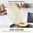 GreenPan Swift 12 Piece Cookware Pot and Pans Set, PFAS & PFOA-Free Healthy Ceramic Nonstick, Gold Stainless Steel Handle, Cream