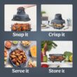 Ninja FN101GY Crispi Air Fryer, Microwave, Freezer & Dishwasher Safe, Non Toxic Glass Portable Cooking System