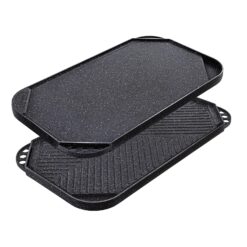 SENSARTE Nonstick Griddle Grill Pan, Pro-Grid Reversible Grill & Griddle Pan, Two Burner Cast Aluminum Griddle, 19.5" x 10.7"