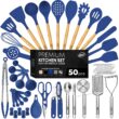 Kaluns 50 PCS Silicone Kitchen Utensils Set Complete Kitchen Set, Blue