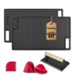 Cast Iron Reversible Grill/Griddle Set with Press, Scraper & Mitts - Pre-Seasoned, Non-Stick - 16.75" x 9.5"