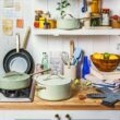 Beautiful 12pc Ceramic Non-Stick Cookware Set, Sage Green by Drew Barrymore