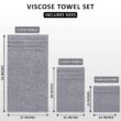 Utopia Towels 8-Piece Luxury Towel Set, 2 Bath Towels, 2 Hand Towels, and 4 Wash Cloths, (Cool Grey)