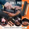 Cast Iron Griddle, Reversible Grill/Griddle, Cast Iron Press, Pan Scraper, Pinch Mitts (9.5" x 16.75")