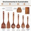 Wooden Spoons for Cooking, Wooden Cooking Utensils Set, Wooden Utensil Set with Holder, Spoon Rest & Hooks, 8-piece set