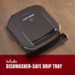 George Foreman 4-Serving Removable Plate Electric Grill and Panini Press, George Tough Non-Stick Coating, Black