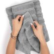American Soft Linen Luxury 6 Piece Towel Set, 2 Bath Towels 2 Hand Towels 2 Washcloths, Light Grey Towel Sets