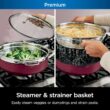 Ninja, Cookware, Steamer, Strainer Basket, Glass Lid and Spatula, Foodi NeverStick PossiblePan, Premium Set, Cherry Tart, CW102RD
