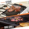 Cast Iron Griddle, Reversible Grill/Griddle, Cast Iron Press, Pan Scraper, Pinch Mitts (9.5" x 16.75")