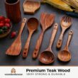 Wooden Spoons for Cooking, Wooden Cooking Utensils Set, Wooden Utensil Set with Holder, Spoon Rest & Hooks, 8-piece set