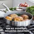 GreenPan Chatham Tri-Ply Stainless Steel Healthy Ceramic Nonstick 12 Piece Cookware Pots and Pans Set, Silver