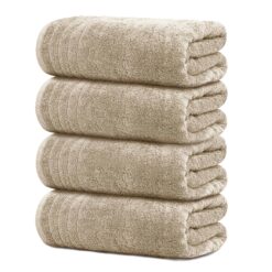 Tens Towels Extra Large Bath Towels 30 x 60 Inches, Super Soft and Absorbent, Beige