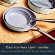 Ninja CW39010ST NeverStick Ceramic Pro,Non-Stick Pots & Pans Set with Glass Lids, PTFE Free