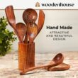 Wooden Spoons for Cooking, Wooden Cooking Utensils Set, Wooden Utensil Set with Holder, Spoon Rest & Hooks, 8-piece set