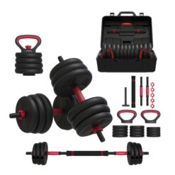 BalanceFrom 60LB 4-in-1 Portable Changeable Dumbbell, Barbell, and Kettlebell Set with Adjustable Weights