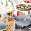 Beautiful All-in-One 4 QT Hero Pan with Steam Insert, 3 Pc Set, Cornflower Blue by Drew Barrymore