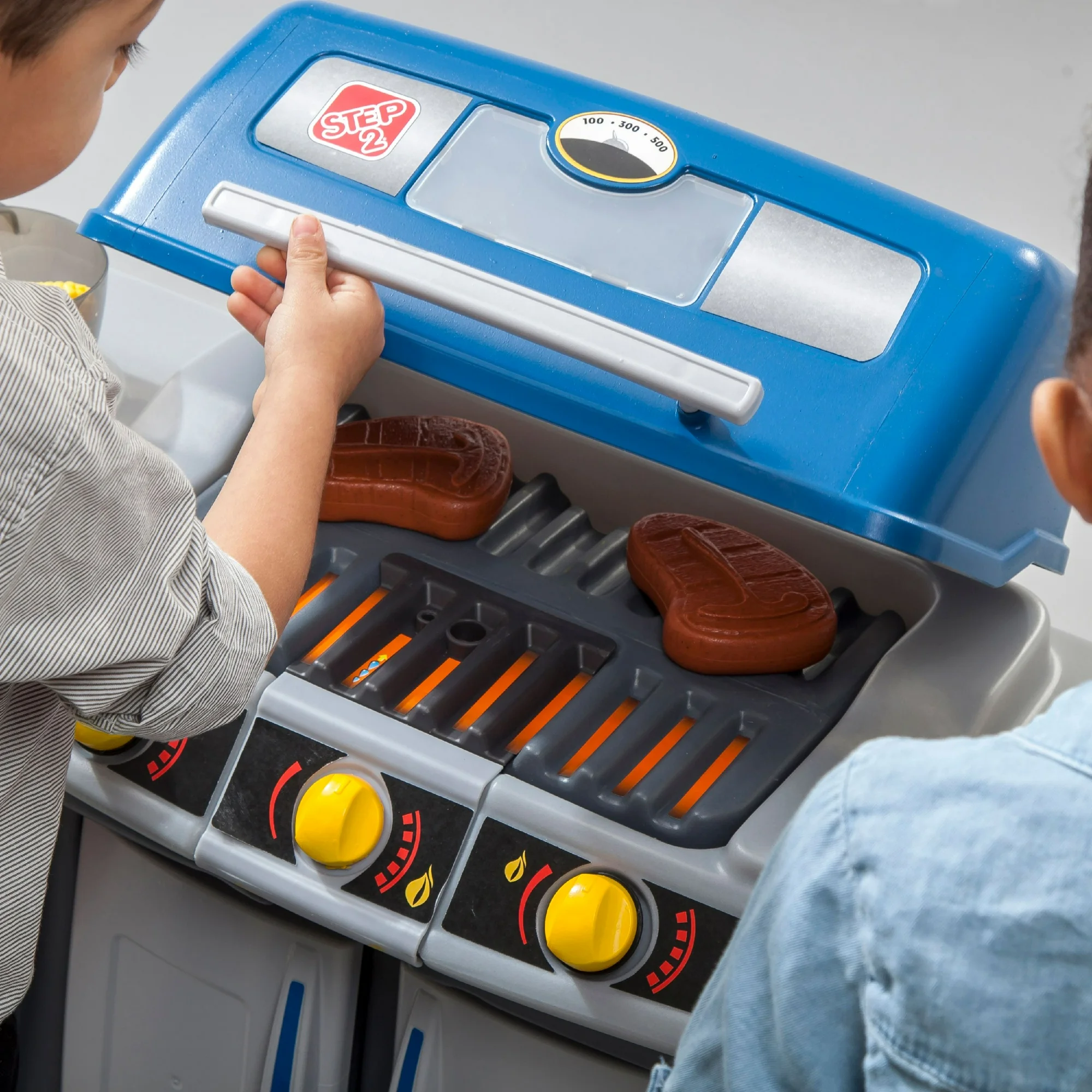 Step2 Sizzle & Smoke Barbecue Blue Toddler Grill Playset with 15 Piece Plastic Barbeque Play Set Step2 Sizzle & Smoke Barbecue Blue Toddler Grill Playset with 15 Piece Plastic Barbeque Play Set - Image 10