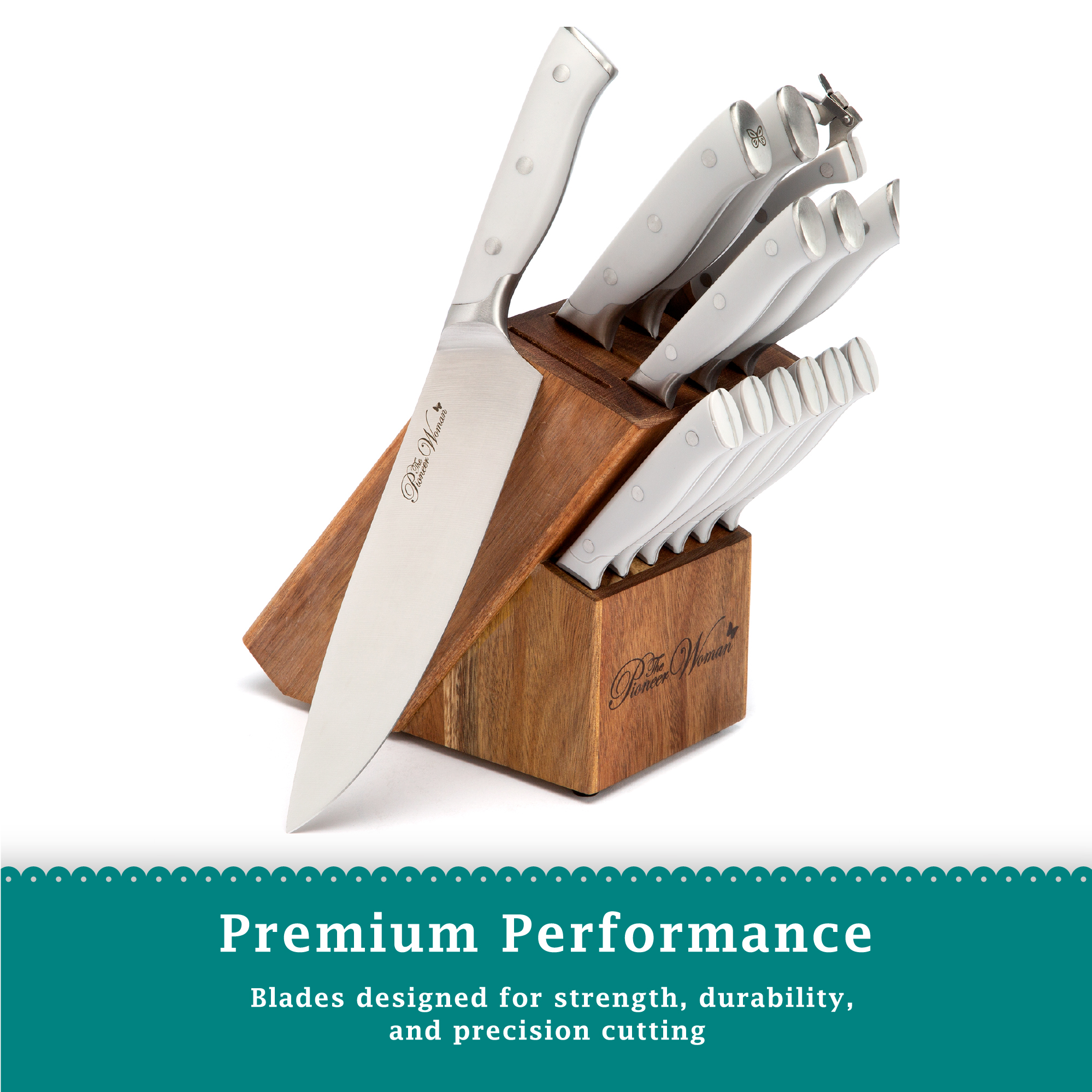 The Pioneer Woman Pioneer Signature 14-Piece Stainless Steel Knife Block Set, Gray The Pioneer Woman Pioneer Signature 14-Piece Stainless Steel Knife Block Set, Gray - Image 3