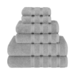 American Soft Linen Luxury 6 Piece Towel Set, 2 Bath Towels 2 Hand Towels 2 Washcloths, Light Grey Towel Sets