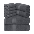 Utopia Towels 8-Piece Premium Towel Set, 2 Bath Towels, 2 Hand Towels, and 4 Wash Cloths, (Grey)