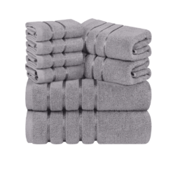 Utopia Towels 8-Piece Luxury Towel Set, 2 Bath Towels, 2 Hand Towels, and 4 Wash Cloths, (Cool Grey)