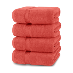 Utopia Towels 4 Pack Premium Bath Towels Set, 27 x 54 Inches, Coral