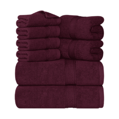 Utopia Towels 8-Piece Premium Towel Set, 2 Bath Towels, 2 Hand Towels, and 4 Wash Clothsm, Burgundy