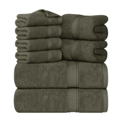 Utopia Towels 8-Piece Premium Towel Set, 2 Bath Towels, 2 Hand Towels, and 4 Wash Clothsm, Dusty Olive