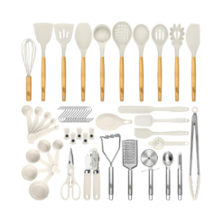 Kaluns 50 PCS Silicone Kitchen Utensils Set Complete Kitchen Set, Khaki
